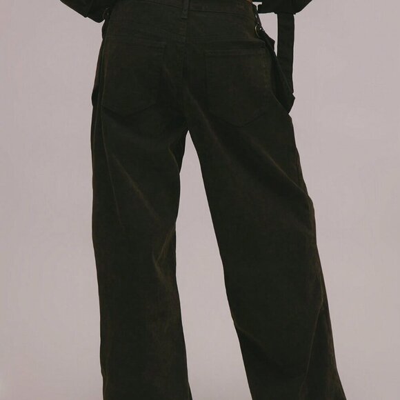 Army Green Casual Women's Velvet Denim Looped Hook On Pocket Detail Jeans - Picture 4 of 5